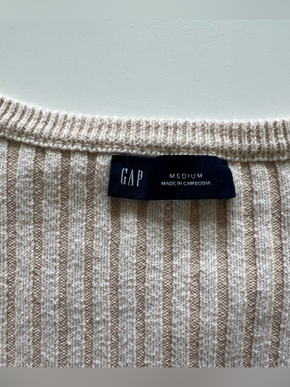 GAP Ribbed V-Neck Button Cardigan - Cream - Picture 2 of 2